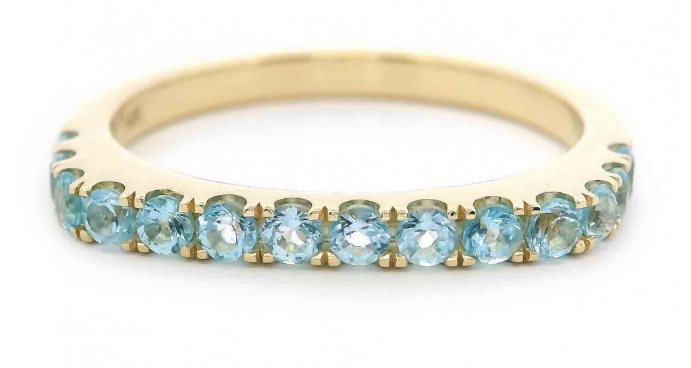 14K Yellow Gold Gemstone Bar Illusion Ring