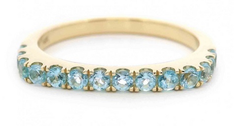 14K Yellow Gold Gemstone Bar Illusion Ring