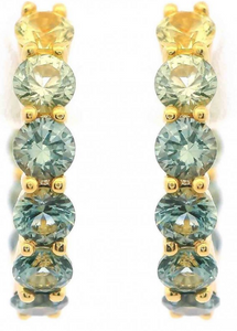 14K Yellow Gold Inside Out Ombre Sapphire Huggie Earrings