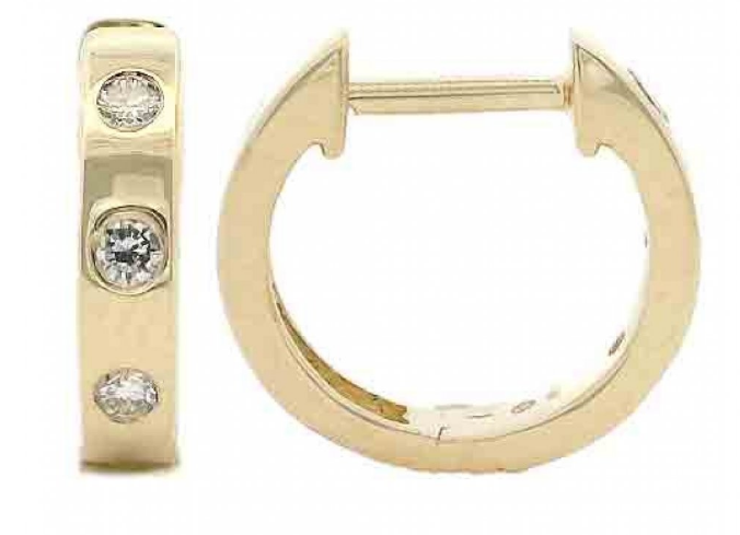 14K Yellow Gold Petite Diamond Huggie Earrings