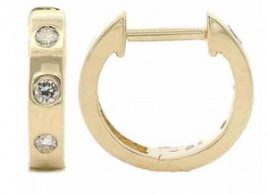 14K Yellow Gold Petite Diamond Huggie Earrings