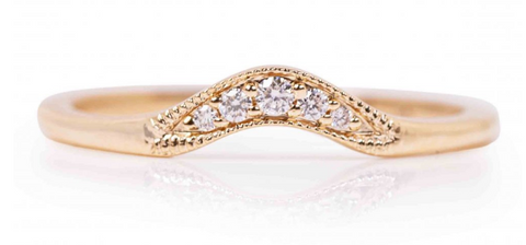 14K Yellow Gold Curved Diamond Band