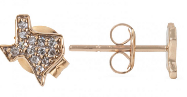14K Yellow Gold Texas Diamond Stud Earrings