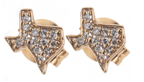 14K Yellow Gold Texas Diamond Stud Earrings