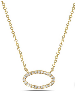 14K Yellow Gold Diamond Oval Necklace
