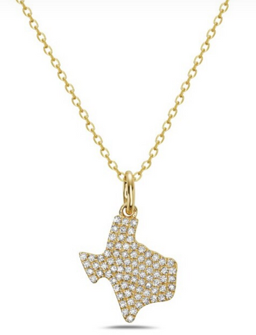 14K Yellow Gold Texas Diamond Pendant Necklace: