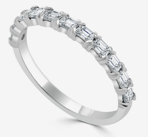 14K Gold & Emerald-Cut Diamond Stackable Ring
