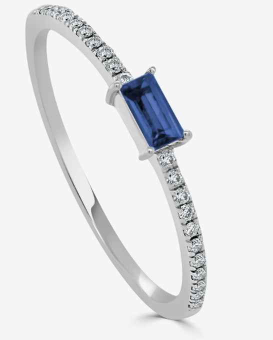 14k Gold & Sapphire Baguette Stackable Ring
