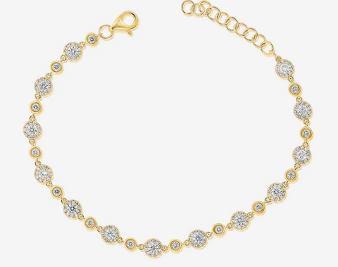 14k Gold & Diamond Cluster Bracelet