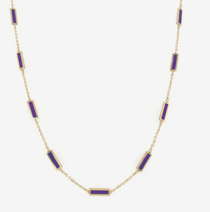 14k Gold & Amethyst Bar Station Necklace