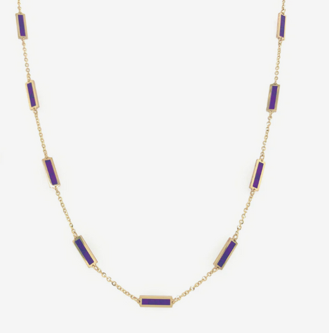 14k Gold & Amethyst Bar Station Necklace