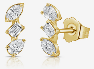 14K Gold & Fancy-Shape Diamond Stud Earrings