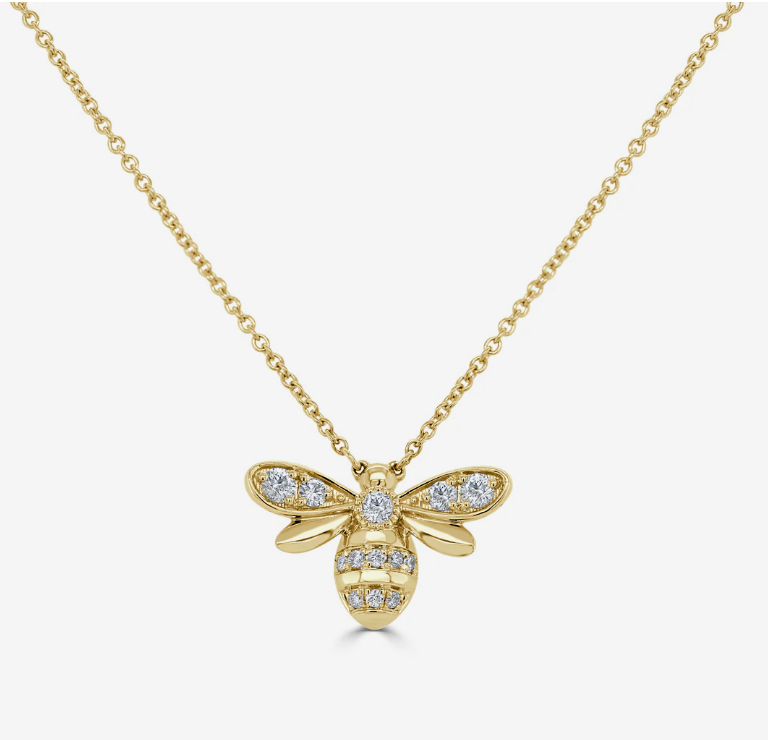 14K Gold & Diamond Bumble Bee Necklace