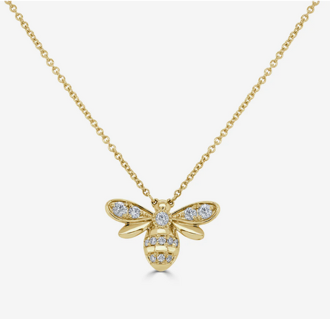 14K Gold & Diamond Bumble Bee Necklace