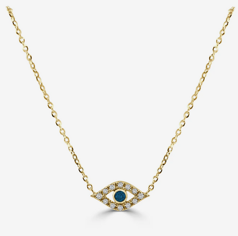 14k Gold & Diamond Evil Eye Necklace