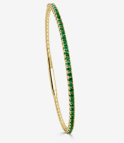 14K Gold & Emerald Flexible Bangle
