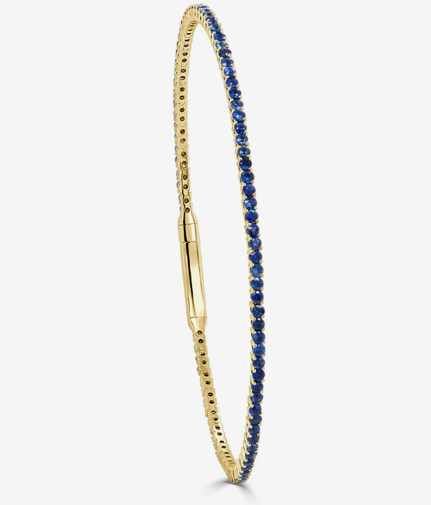 14K Gold & Sapphire Flexible Eternity Bangle