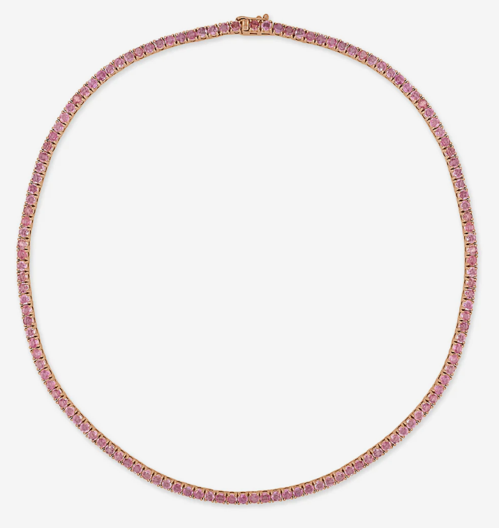 14K Gold Pink Tourmaline Tennis Necklace