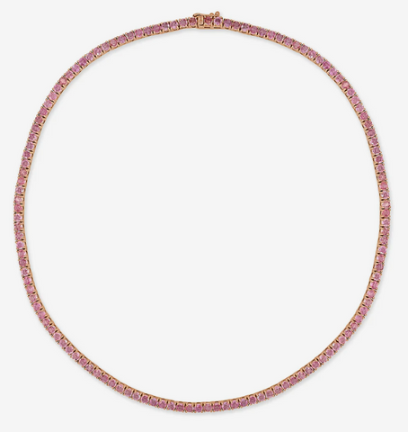 14K Gold Pink Tourmaline Tennis Necklace