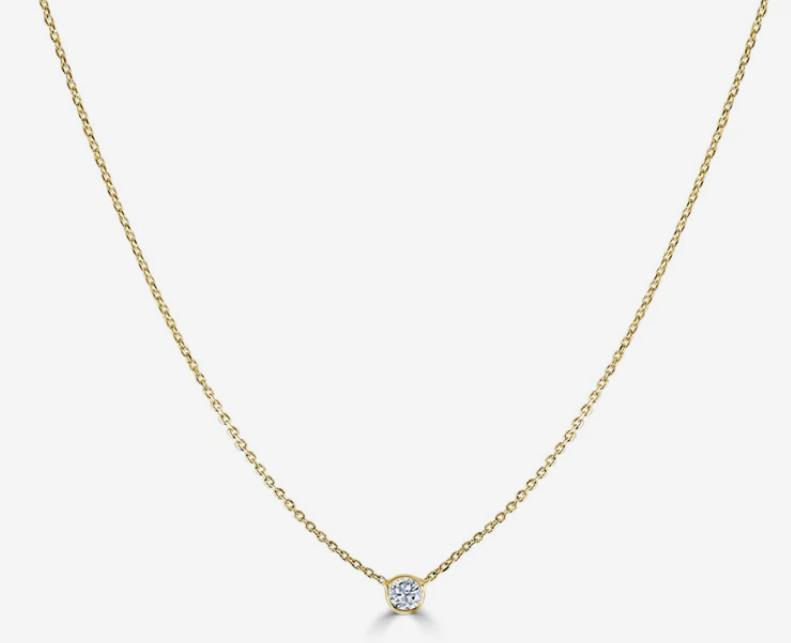 14K YELLOW GOLD DIAMOND BEZEL NECKLACE