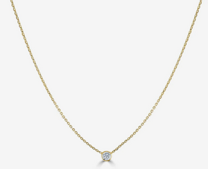 14K YELLOW GOLD DIAMOND BEZEL NECKLACE