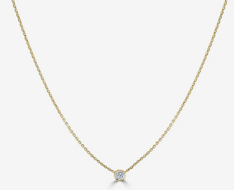 14K YELLOW GOLD DIAMOND BEZEL NECKLACE