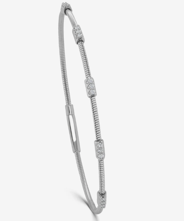 14K White Gold & Diamond Flexible Bangle