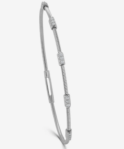 14K White Gold & Diamond Flexible Bangle