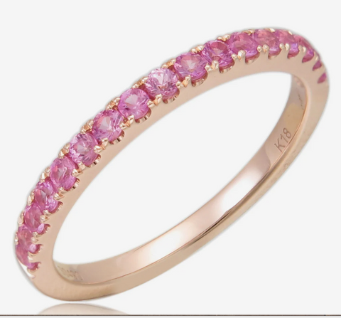 18K Gold & Pink Sapphire Stackable Ring