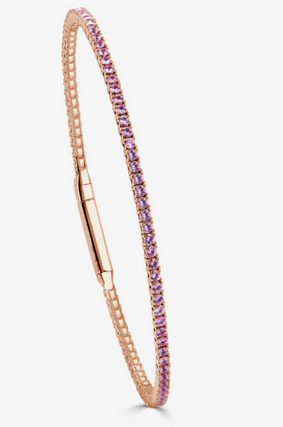 14K Rose Gold & Pink Sapphire Flexible Eternity Bangle