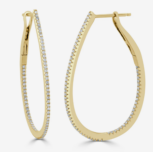 14K Yellow Gold Diamond Pear Shaped Inside Out Hoops: