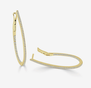 14K Yellow Gold Diamond Pear Shaped Inside Out Hoops: