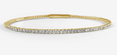 14K Yellow Gold Flexible Diamond Bangle