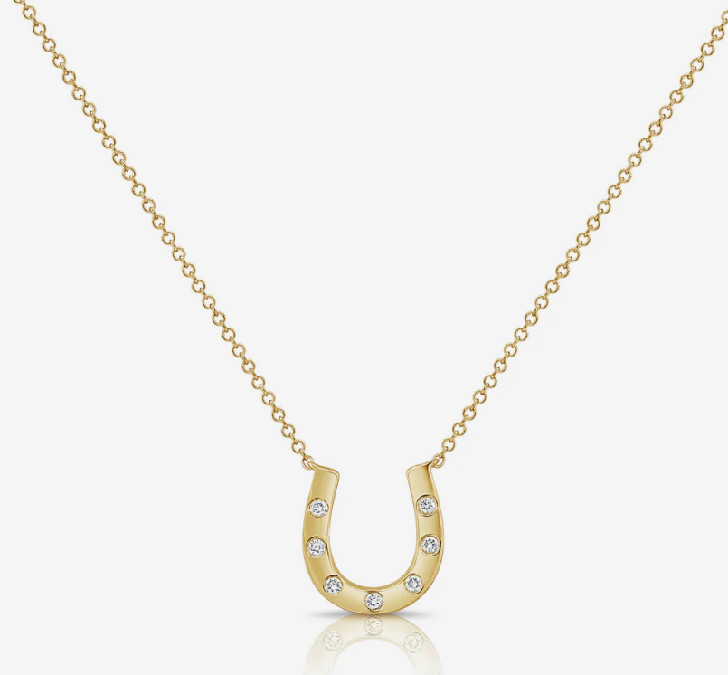 14K Gold Diamond Horseshoe Necklace: