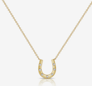 14K Gold Diamond Horseshoe Necklace: