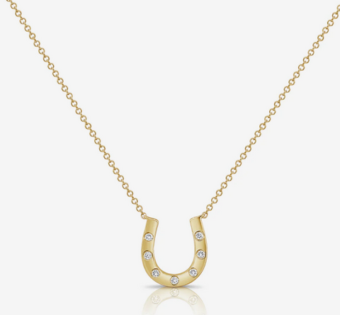 14K Gold Diamond Horseshoe Necklace: