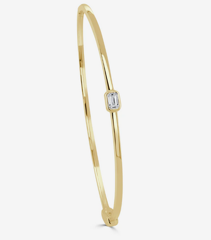 14K Yellow Gold Emerald-Cut Diamond Bangle