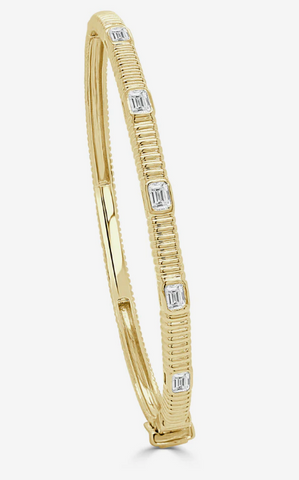 14K Yellow Gold & Emerald-Cut Diamond Bangle