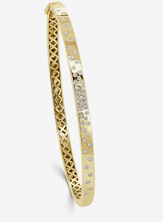 14K Yellow Gold Diamond Sprinkle Bangle