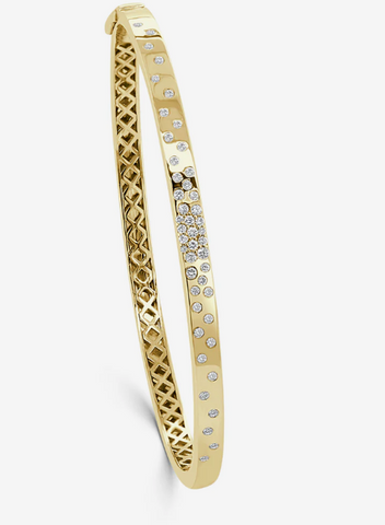 14K Yellow Gold Diamond Sprinkle Bangle