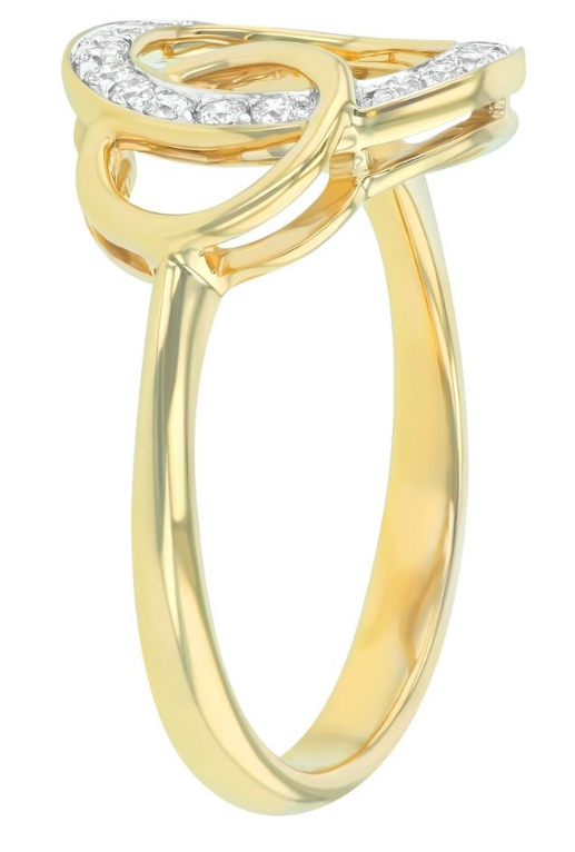14K Yellow Gold Diamonds Geometric Entwined Circles Ring