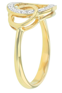 14K Yellow Gold Diamonds Geometric Entwined Circles Ring