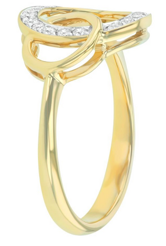 14K Yellow Gold Diamonds Geometric Entwined Circles Ring
