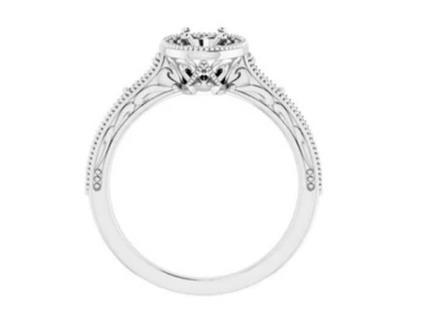14K White 6x4 mm Oval Engagement Ring Mounting