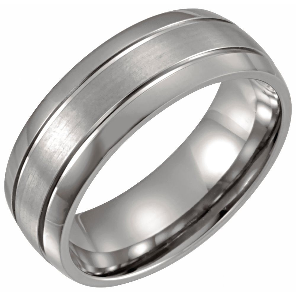 Titanium 8mm Grooved Inlay Half Round Band: