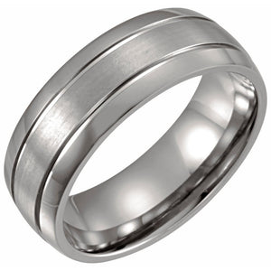 Titanium 8mm Grooved Inlay Half Round Band:
