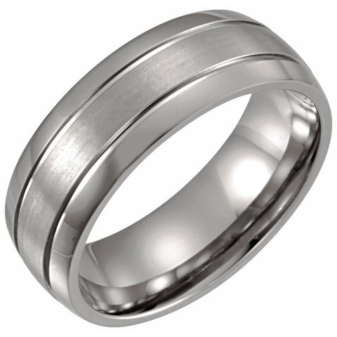 Titanium 8mm Grooved Inlay Half Round Band: