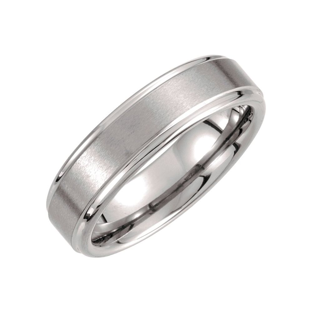 Tungsten 6 mm Stepped-Edge Inlay Comfort-Fit Band Size