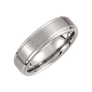 Tungsten 6 mm Stepped-Edge Inlay Comfort-Fit Band Size