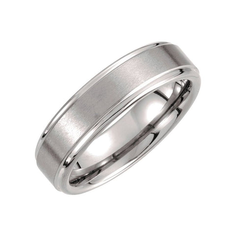 Tungsten 6 mm Stepped-Edge Inlay Comfort-Fit Band Size